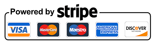 Stripe: Visa, American Express, Mastercard